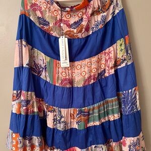 NWT Zaket & Plover Women's Vibrant Tiered Floral Cobalt Maxi Skirt